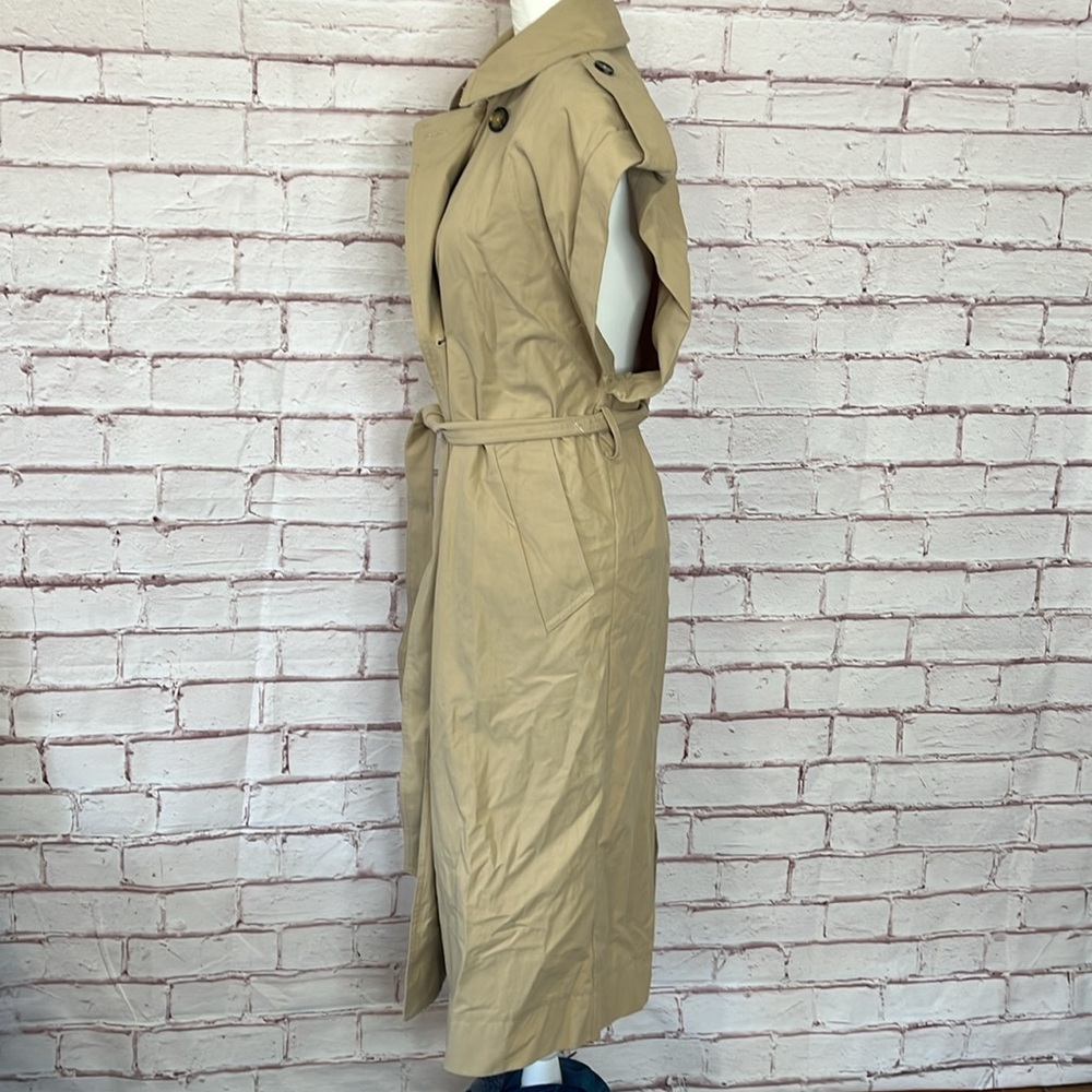 MNG Sleeveless Button-Down Trench Coat Khaki Small - Picture 7 of 13